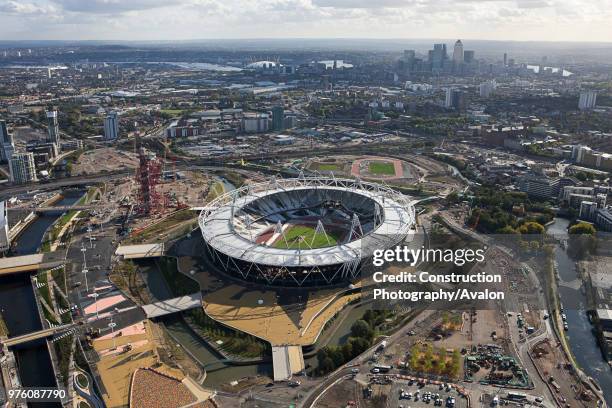 Aerial view of London 2012 Olympic Park Images taken in November 2011.