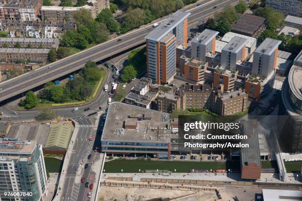 Aerial View of A40 and canal near Paddington, London.