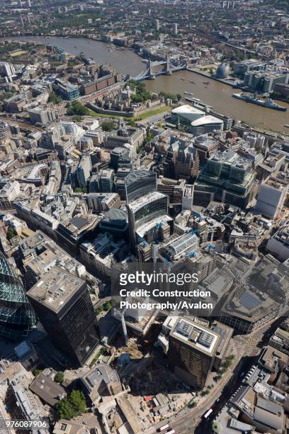 Aerial view of Willis building, City of London & Tower of London.