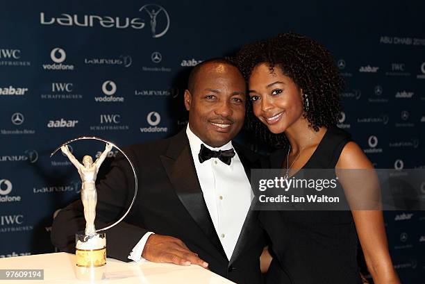 Brian Lara and guest arrive at the Laureus World Sports Awards 2010 at Emirates Palace Hotel on March 10, 2010 in Abu Dhabi, United Arab Emirates.