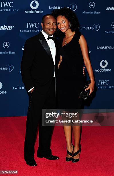 Brian Lara and guest arrive at the Laureus World Sports Awards 2010 at Emirates Palace Hotel on March 10, 2010 in Abu Dhabi, United Arab Emirates.