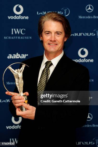 Actor Kyle MacLachlan poses in the Awards room during the Laureus World Sports Awards 2010 at Emirates Palace Hotel on March 10, 2010 in Abu Dhabi,...