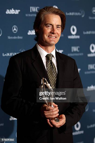 Actor Kyle MacLachlan poses in the Awards room during the Laureus World Sports Awards 2010 at Emirates Palace Hotel on March 10, 2010 in Abu Dhabi,...