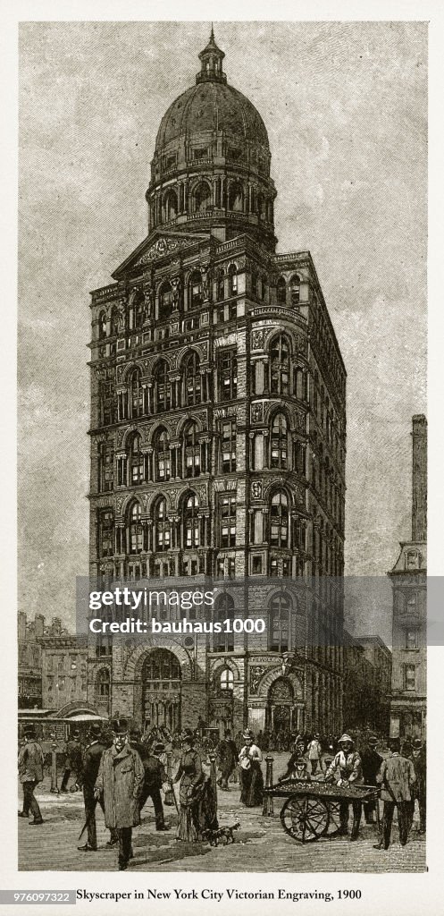 Broadway Avenue in New York City Victorian Engraving, 1862