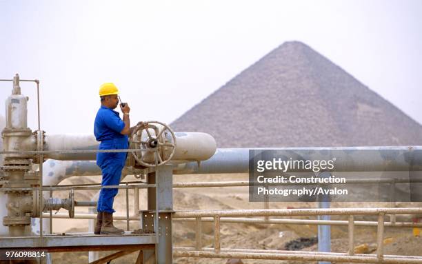 Worker at a gas refinery in the Western Desert, Egypt.