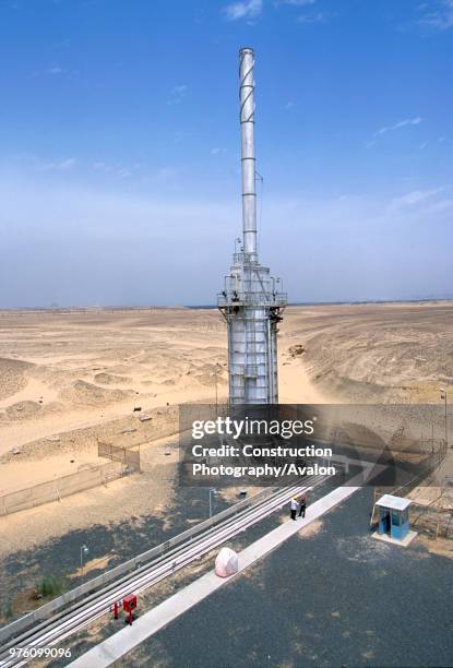 Gas tower, Gas refinery in Western Desert, Egypt.