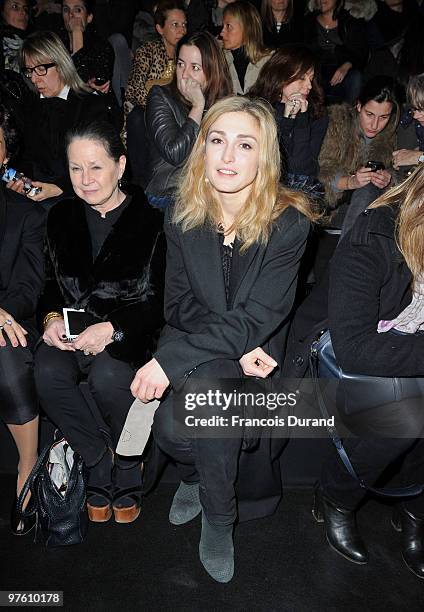 Julie Gayet attends the Hermes Ready to Wear show as part of the Paris Womenswear Fashion Week Fall/Winter 2011 at Halle Freyssinet on March 10, 2010...