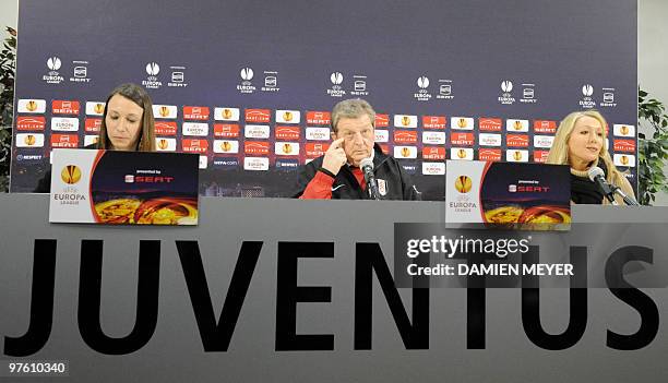 Fulham's manager Roy Hodgson gives a press conference at the Juventus football club headquarters in Vinovo, west of Turin on March 10, 2010 on the...
