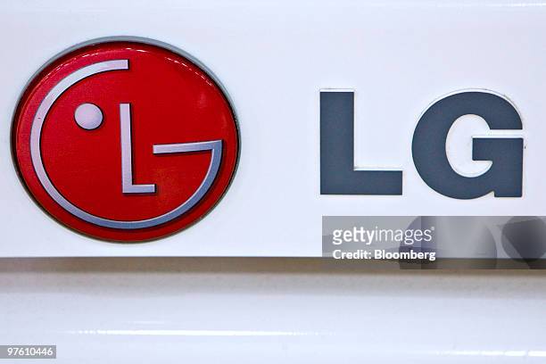 The LG Electronics Co. Logo is displayed during a launch event at a Best Buy Co. Electronics store in New York, U.S., on Wednesday, March 10, 2010....