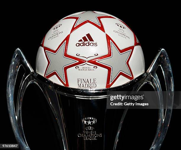 The new Official Match Ball for the UEFA Women's Champions League Final, is unveiled on March 10, 2010 in Madrid, Spain. The match takes place on May...