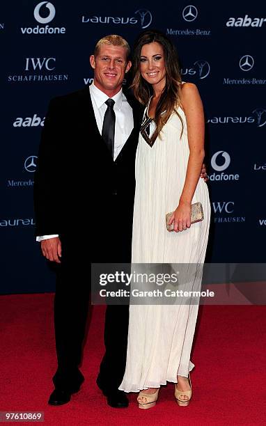 Pro surfer Mick Fanning and his wife Karissa arrives at the Laureus World Sports Awards 2010 at Emirates Palace Hotel on March 10, 2010 in Abu Dhabi,...