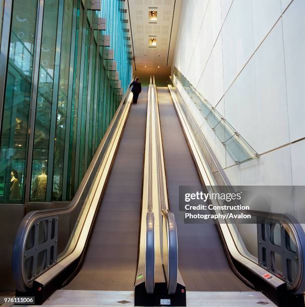 Escalator to the upper bar at the Royal Opera House Covent Garden, London, United Kingdom.