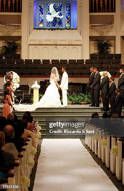 Sanya Richards and Aaron Ross at their wedding on February 26, 2010 in Austin, Texas.