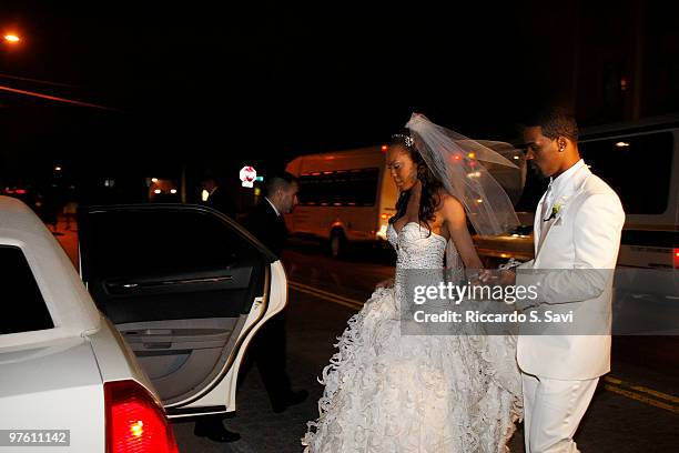 Sanya Richards and Aaron Ross at their wedding on February 26, 2010 in Austin, Texas.