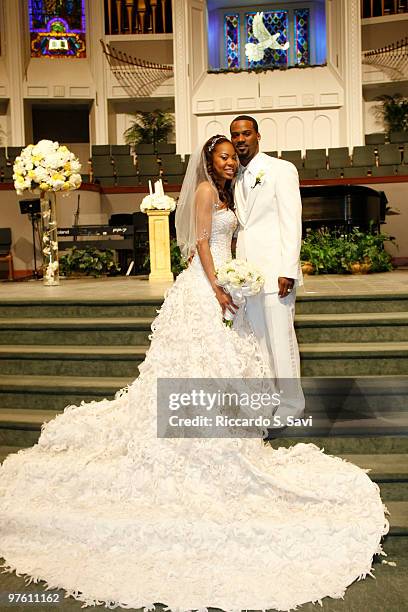 Sanya Richards and Aaron Ross at their wedding on February 26, 2010 in Austin, Texas.