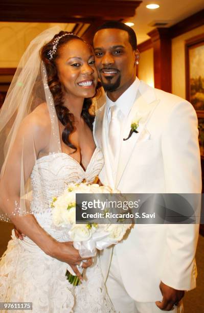 Sanya Richards and Aaron Ross at their wedding on February 26, 2010 in Austin, Texas.