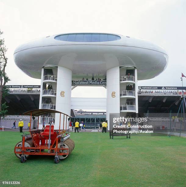 Media centre and match in progress Lords Cricket Ground London, United Kingdom.