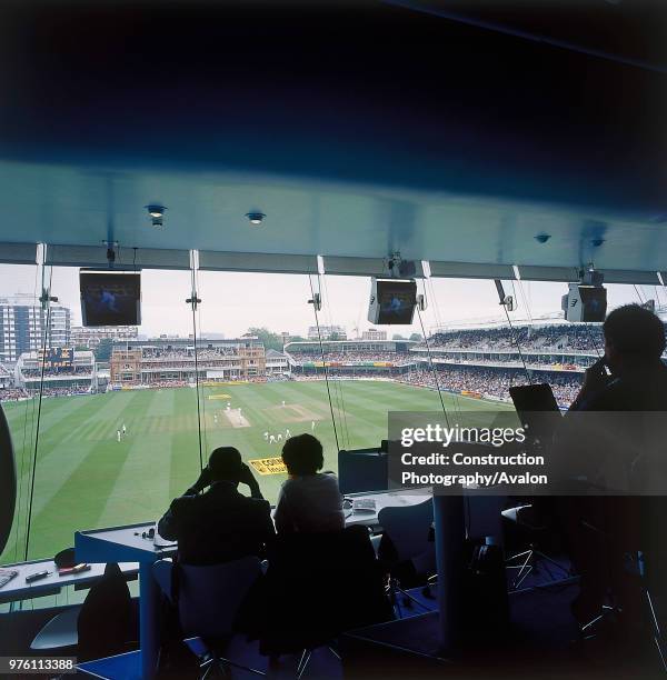 Media centre and match in progress Lords Cricket Ground London, United Kingdom.