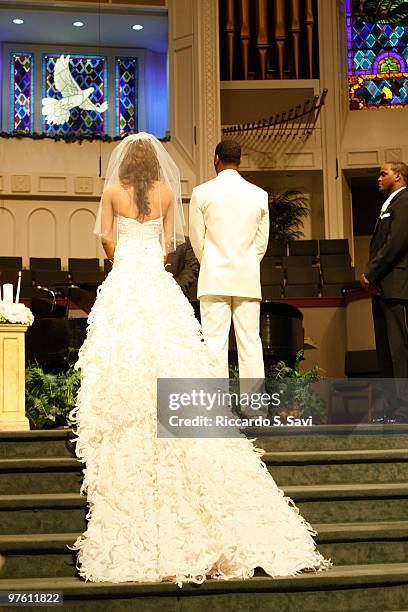 Sanya Richards and Aaron Ross at their wedding on February 26, 2010 in Austin, Texas.