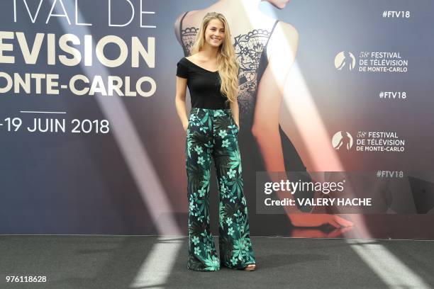French actress Solene Hebert poses during a photocall for the TV show "Demain nous appartient" poses during a photocall for the TV show "Demain nous...