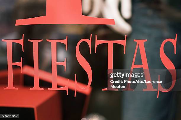 fiestas painted on shop window - festas stock pictures, royalty-free photos & images