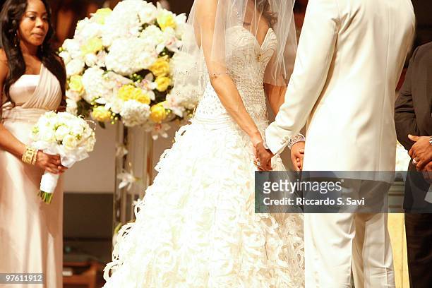 Sanya Richards and Aaron ROss at their wedding on February 26, 2010 in Austin, Texas.