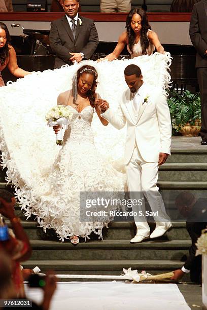 Sanya Richards and Aaron Ross at their wedding on February 26, 2010 in Austin, Texas.