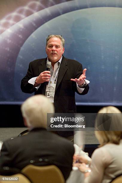 John R. Grizz Deal, chief executive officer of Hyperion Power Generation Inc., speaks at the 2010 CERAWEEK conference in Houston, Texas, U.S., on...