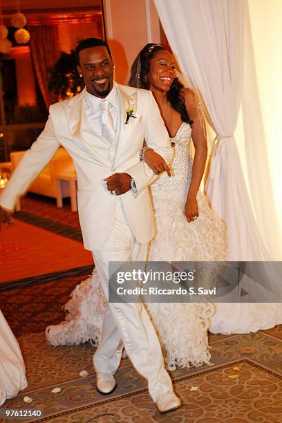 Aaron Ross and Sanya Richards at their wedding on February 26, 2010 in Austin, Texas.