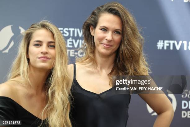 French actress Lorie Pester "Lorie" and Solene Hebert during a photocall for the TV show "Demain nous appartient" as part of the 58nd Monte-Carlo...