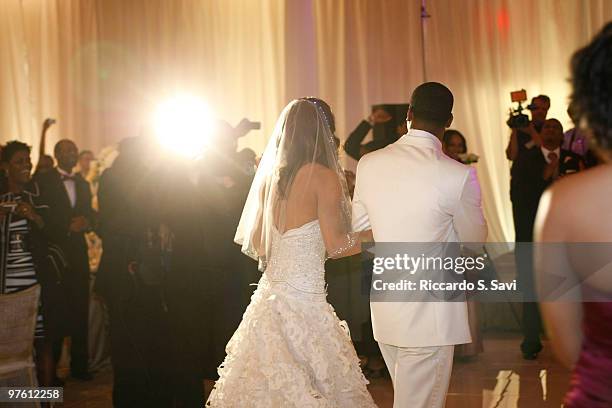 Sanya Richards and Aaron Ross at their wedding on February 26, 2010 in Austin, Texas.