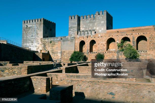 Alcazaba, the fortified military complex part of the Alhambra Palace complex in Spain.