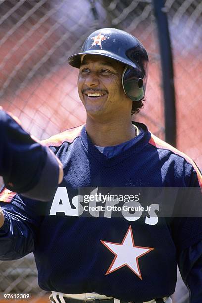 Rafael Ramirez of the Houston Astros smiles before the game against the San Francisco Giants at Candlestick Park on June 7, 1992 in San Francisco,...