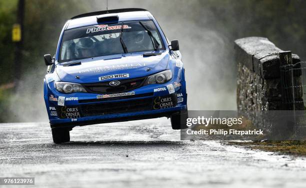 Letterkenny , Ireland - 16 June 2018; Darren Gass and Enda Sherry in a Subaru Impreza WRC S14 during stage 8 Knockalla of the Joule Donegal...