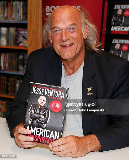 Jesse Ventura promotes his book "American Conspiracies" at Borders Wall Street on March 10, 2010 in New York City.