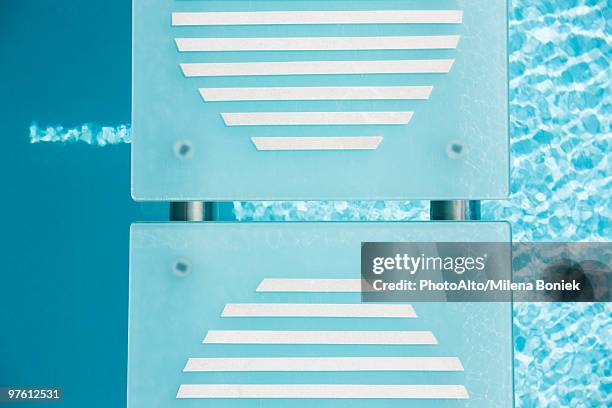 footbridge over swimming pool, close-up - stepping stone top view stock pictures, royalty-free photos & images