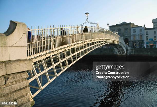 Ha Penny Bridge and River Liffey, Dublin, Ireland.