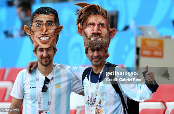 Argentina fans enjoy the pre match atmosphere prior to the 2018 FIFA World Cup Russia group D match between Argentina and Iceland at Spartak Stadium...