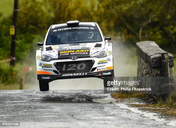 Letterkenny , Ireland - 16 June 2018; Eugene Donnelly and Mark Kane in a Hyundai i20 R5 during stage 8 Knockalla of the Joule Donegal International...