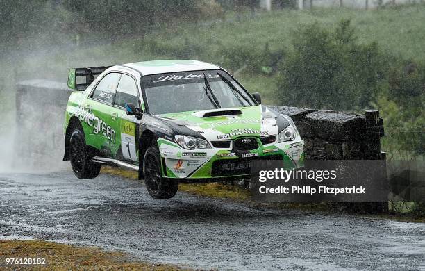 Letterkenny , Ireland - 16 June 2018; Manus Kelly and Donall Barrett in a Subaru Impreza WRC S12B during stage 8 Knockalla of the Joule Donegal...
