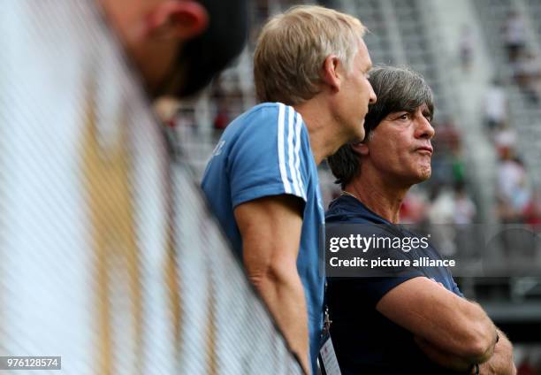 June 2018, Austria, Klagenfurt: Soccer international friendly, Austria vs Germany at the Woerthersee Stadium. Germany's national coach Joachim Loew....