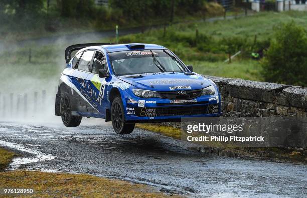Letterkenny , Ireland - 16 June 2018; Darren Gass and Enda Sherry in a Subaru Impreza WRC S14 during stage 8 Knockalla of the Joule Donegal...