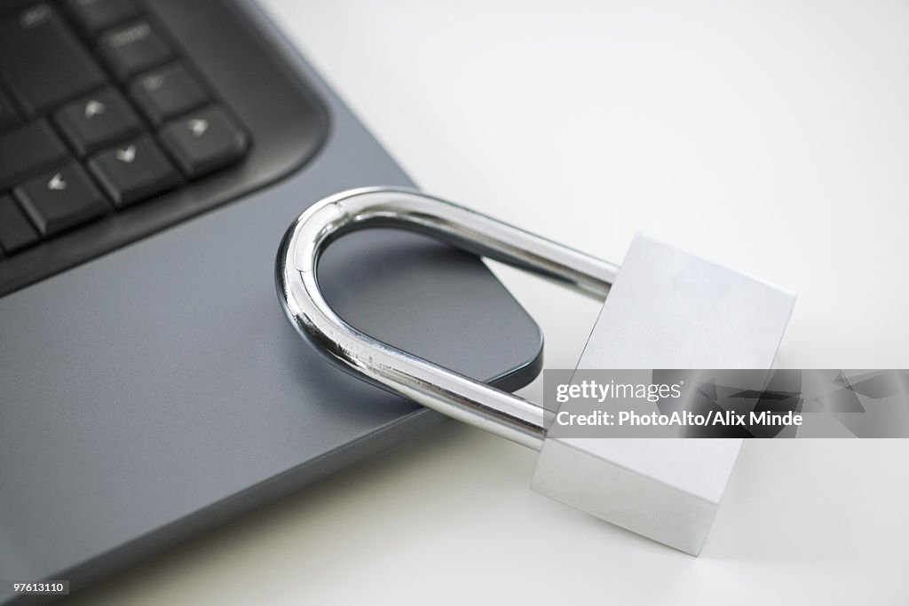 Padlock on laptop computer