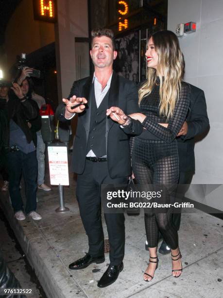 Robin Thicke and April Love Geary are seen on June 16, 2018 in Los Angeles, California.