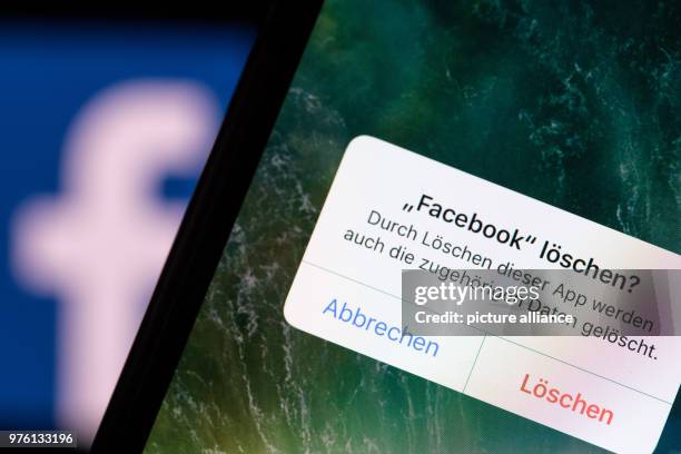 June 2018, Germany, Berlin: The question 'Delete Facebook?' appears on the screen of a smartphone in German. Photo: Fabian Sommer/dpa