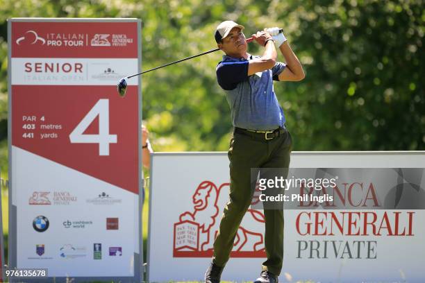 Raphael Gomez of Argentina in action during the second round of the 2018 Senior Italian Open presented by Villaverde Resort played at Golf Club Udine...