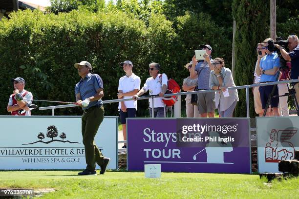 Raphael Gomez of Argentina in action during the second round of the 2018 Senior Italian Open presented by Villaverde Resort played at Golf Club Udine...