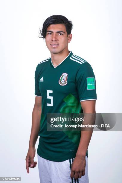 Erick Gutierrez of Mexico poses during the official FIFA World Cup 2018 portrait session at on June 16, 2018 in Moscow, Russia.
