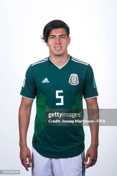 Erick Gutierrez of Mexico poses during the official FIFA World Cup 2018 portrait session at on June 16, 2018 in Moscow, Russia.