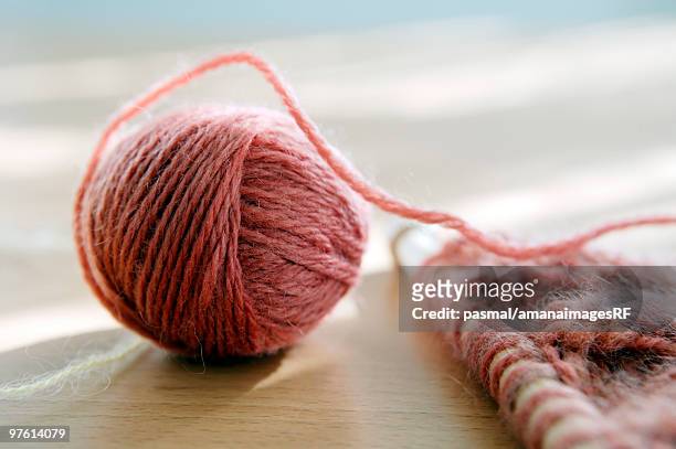 ball of yarn and knitting - creative rf stock-fotos und bilder